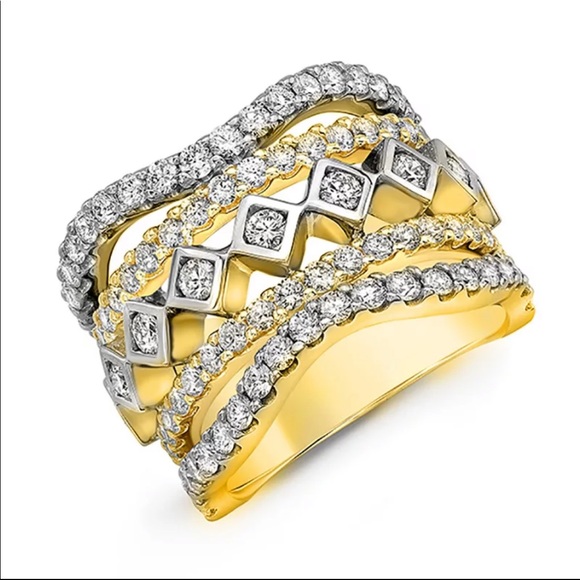 New Luxurious Five Layers Yellow Gold Diamond Ring - Picture 2 of 3